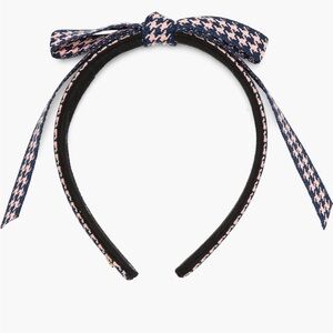 🎀 Lele Sadoughi Bardot bow ribbed houndstooth slim headband navy blue blush pink